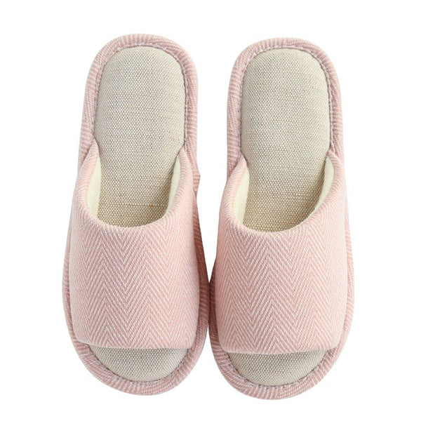 Men And Women Summer Cool Material Linen Indoor Slippers Shoes