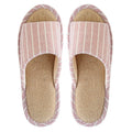 Classic Stripes Pattern Women Summer Soft Towelling Linen Indoor Slippers Shoes