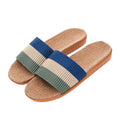 Fashion Handmade Contrast Color Rattan Woven Linen Slippers Shoes