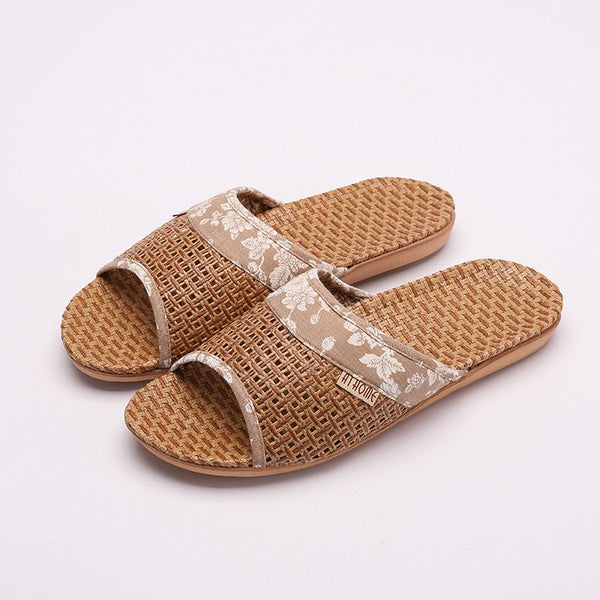Fashion Pastoral style Handmade Rattan Woven Summer Slippers Shoes