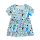 Lovely Girls Cotton Animals Printed Short Sleeves Dress