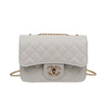 Chic Women Rhombus Design Solid Color Metal Chain Flap Bag