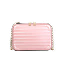 Creative Box Shape Solid Color PC Metal Chain Cosmetic Bag