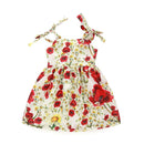 Girls Cotton Floral Printed Lace-up Dress