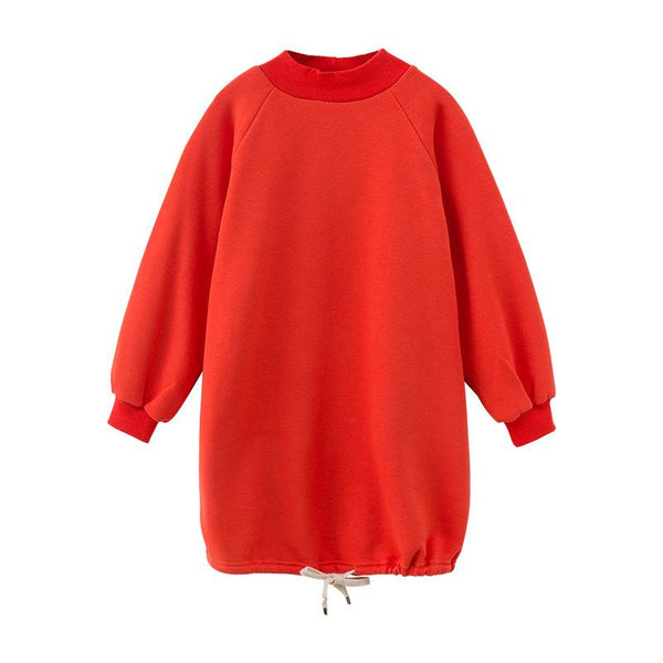 Girl Youth Cotton Solid Color Long Sleeves Dress