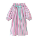 Fashion Girl Junior Cotton Stripes Printed Off-Shoulder Dress