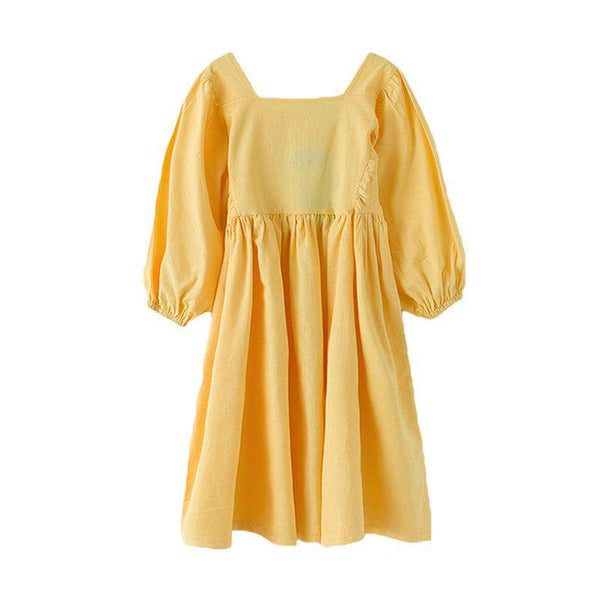 Girl Junior Cotton Solid Color Elegant Dress