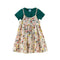 2 Pcs Set Girl Youth Short Sleeves Knitted Tops And Floral Printed Dress