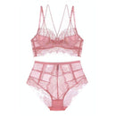 Sexy French-style Ultra Thin Lace Push-up Bra Brief Set
