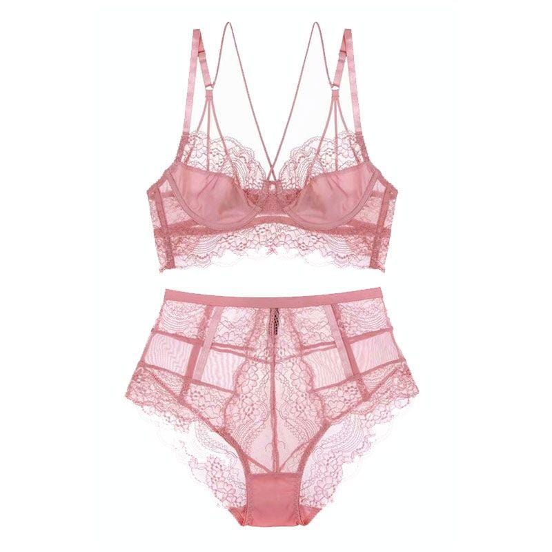 Sexy French-style Ultra Thin Lace Push-up Bra Brief Set