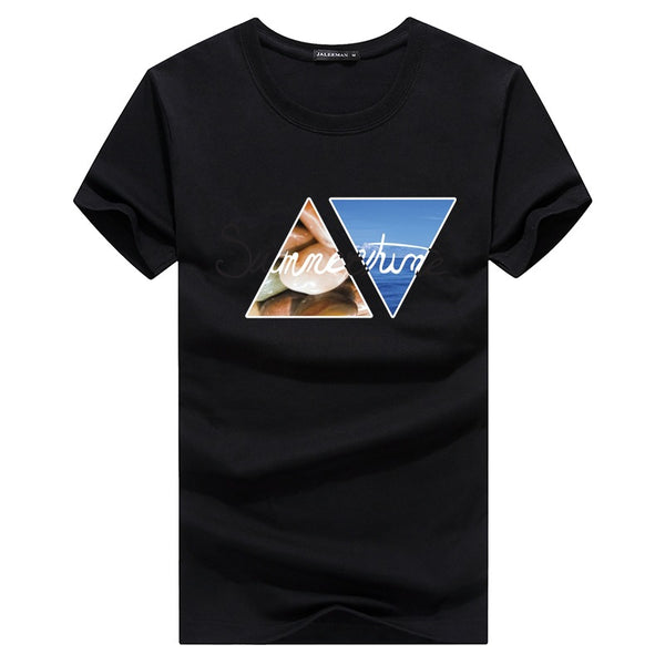 Men Cotton Letter Printed Casual Tops