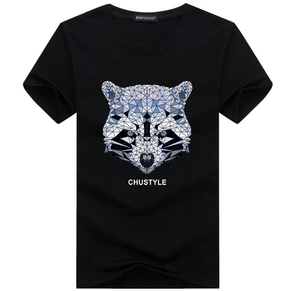 Men Cotton Fashion Bear Printed Tops