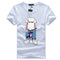 Men Cotton Cartoon Printed Round Neck Tops