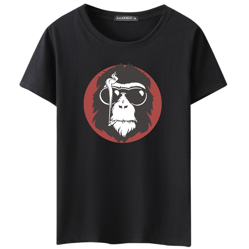 Men Cotton Orangutan Printed Casual T-shirts