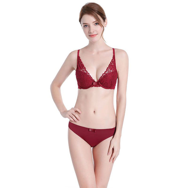 Fashion Triangle Pattern Push-up Underwire Bra Set