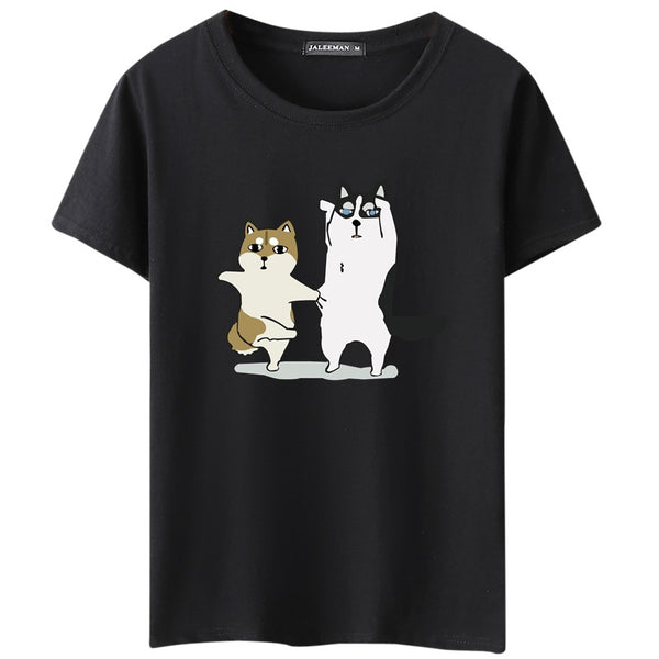 Men Cotton Funny Dog Friends Printed Tops