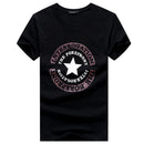 Men Cotton Star Letter Printed Tops