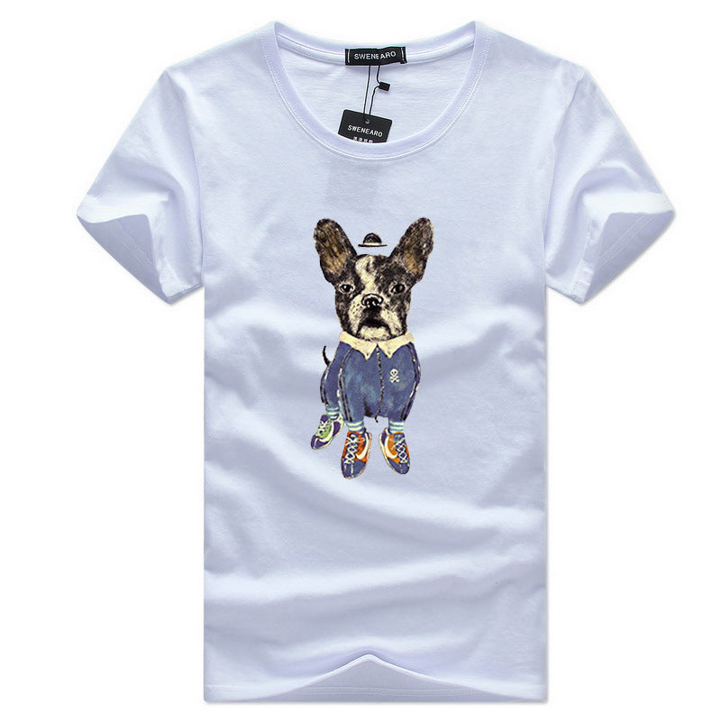 Men Cotton Cartoon Dog Printed T-shirts