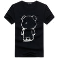 Men Cotton Cartoon Bear Printed Short Sleeves Tops