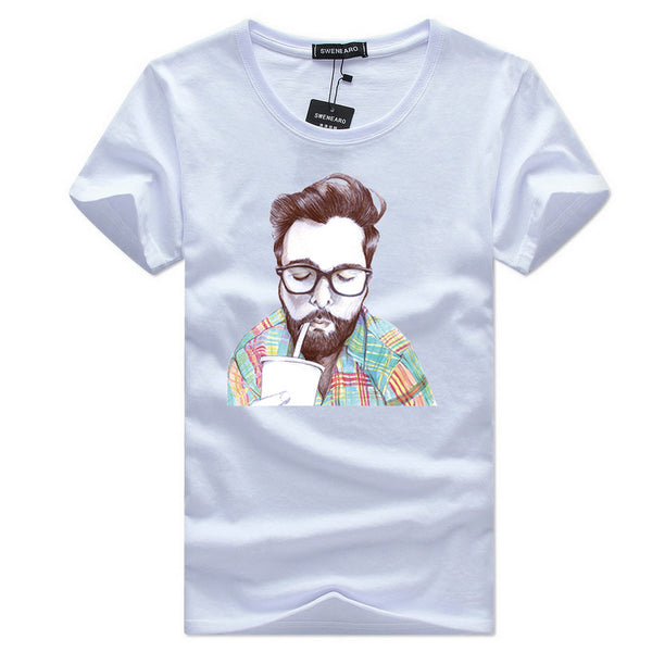 Men Cotton Lonely Man Printed Short Sleeves Tops