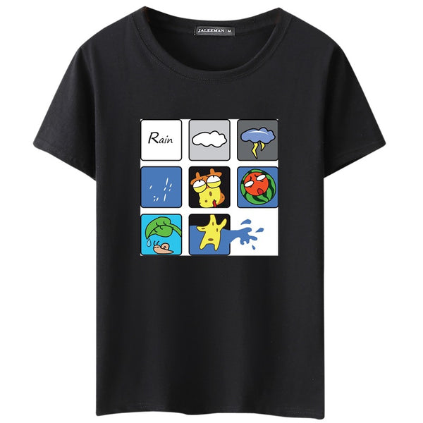 Men Cotton Rain Printed Short Sleeves Tops