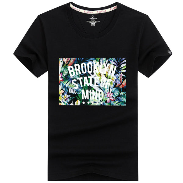 Men Cotton Letter Printed Fresh Style Tops