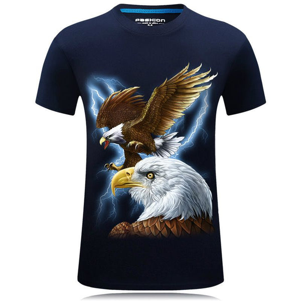 Fashion Men Eagle 3D Printed Short Sleeves Tees