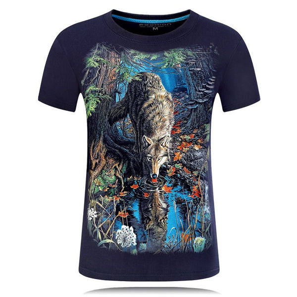 Men Cotton Woft 3D Print Slim Fit Tops