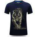 Men Cotton Tiger Printed Casual T-shirt