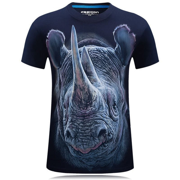 Men Funny Animals Printed Short Sleeves Tops