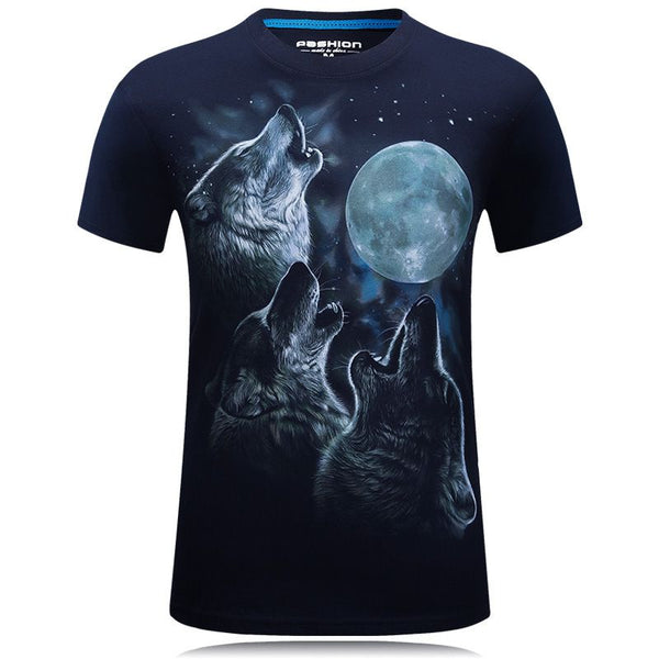 Men Cotton Wolf Pack 3D Printed Breathable Tops