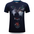 Men Cotton Lifelike Wolf Printed Tops