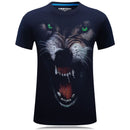 Men Cotton Lifelike Wolf Printed Tops
