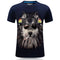 Men Smoking Wolf Printed Short Sleeves Tops