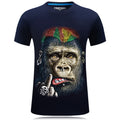 Men Cotton Funny Animals 3D Print Round Neck Tops