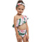 2 Pcs Mom And Daughter Off-Shoulder Leaves Printed Swimsuit