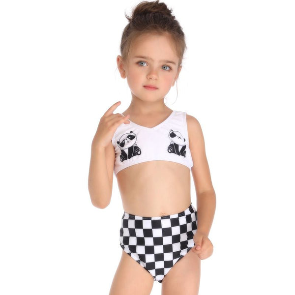 2 Pcs Mom And Daughter Cute Panda Printed Swimsuit