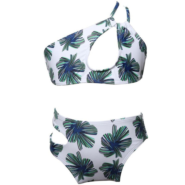 2 Pcs Matching Family Outfits Leaves Printed Hollow Out Sexy Bikini