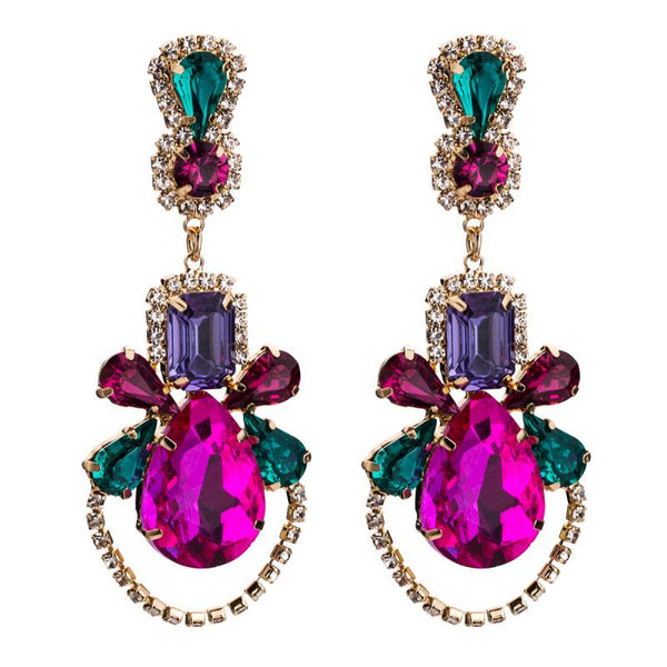 Fashion Vintage Hollow Design Women Acrylic Gemstone Drop Earrings