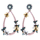 Freshing Style Flower Leaves Design Drop Shape Vintage Earrings