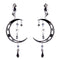 Exaggerated Long Length Alloy Moon Shape Tassel Gemstone Earrings