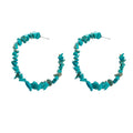 Fashion Colored Irregular Stone Beads Design Women Hoop Earrings