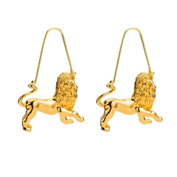 Modern Lady Fashion Leo Pattern Golden Color Alloy Earrings