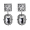 Women Double Layer Square Shape Alloy Gemstone Earrings