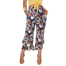 Floral Printed Summer Beach Casual Flouncing Crop Pants