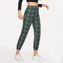 Women Punk Style Plaid Pattern Slimming Jogger Pants