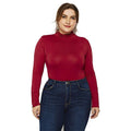 Women Plus Size Solid Color Turtleneck Basic Bodysuits