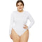 Plus-size Lady Solid Color Long-sleeve Stretchy Tight Bodysuits