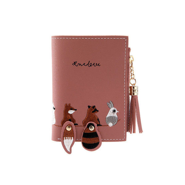 Creative Fox Design Women Bifold Vertical Pattern PU Wallet