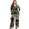 Fashion V Neck Surplice Design Long-sleeve Floral Printed Plus-size Jumpsuits